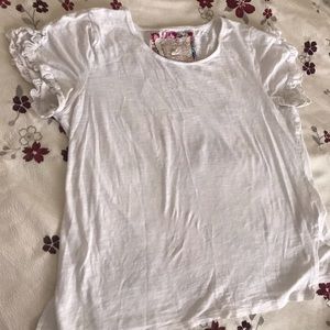Anthropologie cupio small white cotton top ruffle
